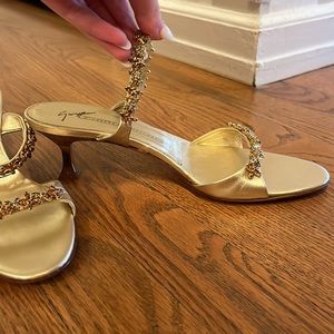 Brand New Giuseppe Zanotti— Gold Bejewled heel. Size 6.5 (EU: 37)